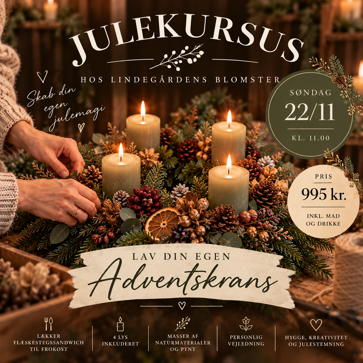 Julekursus 2026 – Lav din egen adventskrans