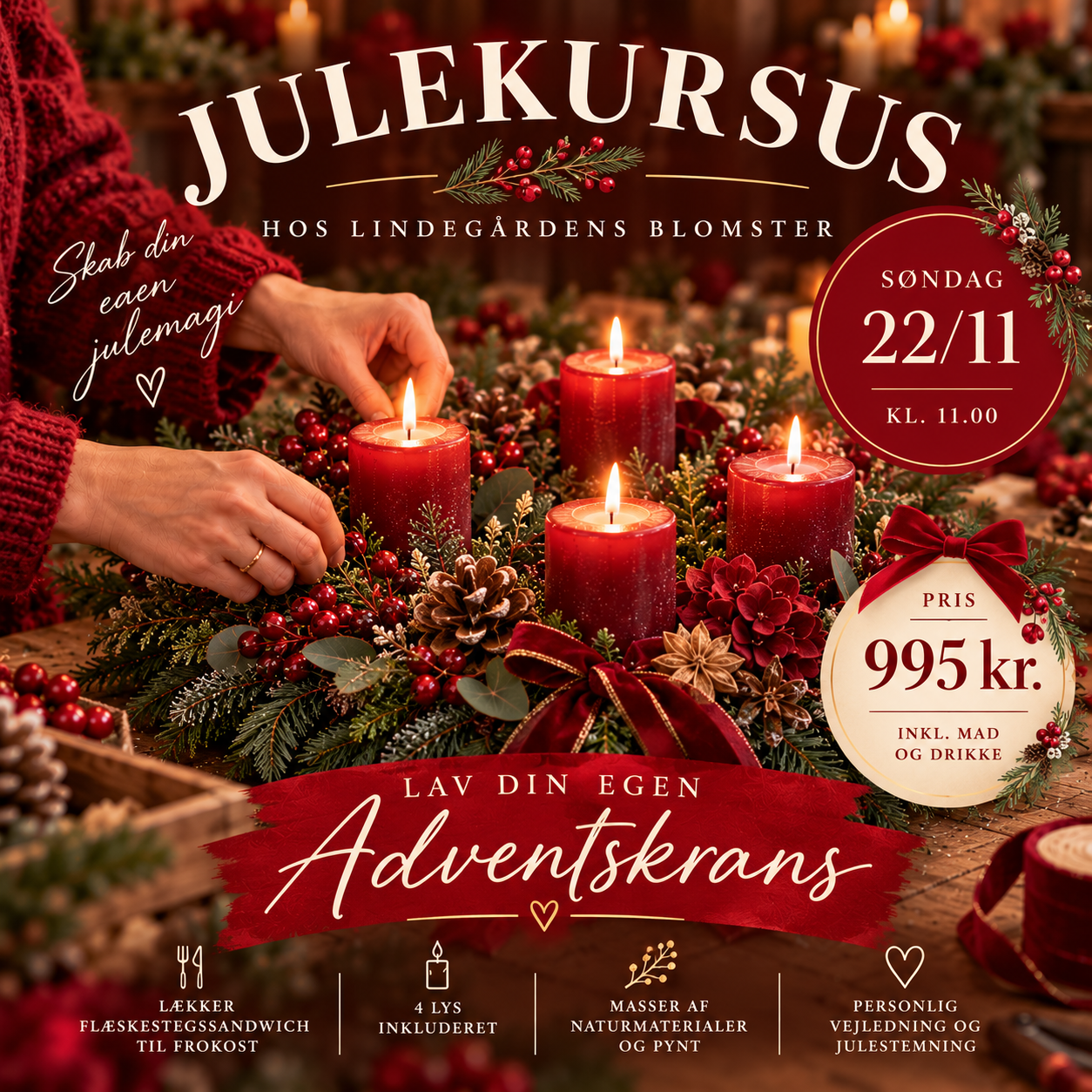 Julekursus 2026 – Lav din egen adventskrans